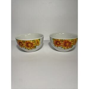 Set of 2 Royal Norfolk Sunflower Pattern Salad Cereal Soup Bowls 5.5" Diameter